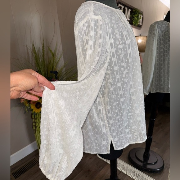 Liz Claiborne • Ivory Textured Sheer Blouse - Picture 10 of 13